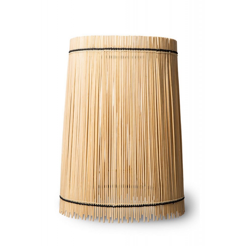 Lampe pied croisé bambou naturel et abat-jour écru forme fleur D30xH55cm