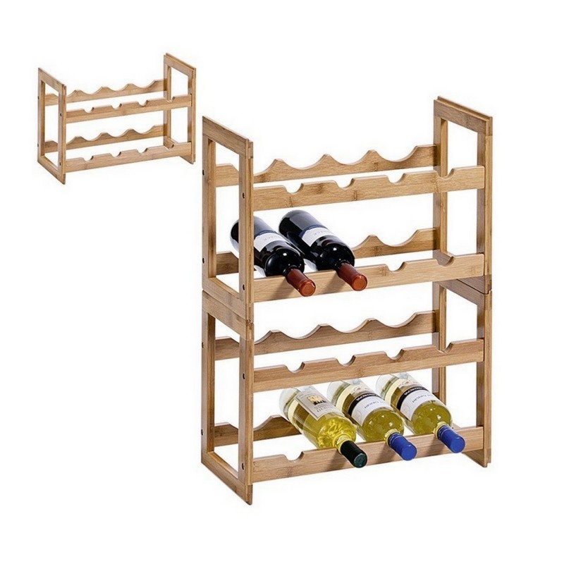 Casier à vin empilable en Bois contenir 10 Bouteilles 45X12.5X31CM, Etagere  rhombe Log, Porte Bouteille Artisanale à 3 Niveaux, Range Bouteille pour  comptoir de Bar, Salon, Cuisine