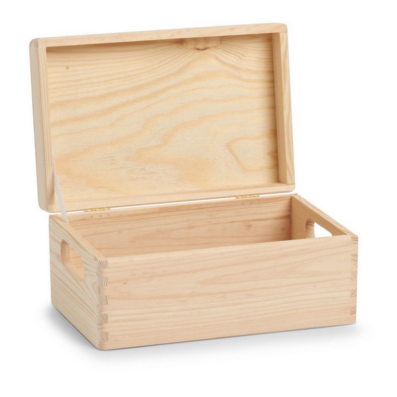Petite boîte de cube de rangement en bois vierge avec couvercle 9,5x8x8cm  Trinket Jewellery Memory Case Arts et artisanat de découpage Pin non peint  -  France