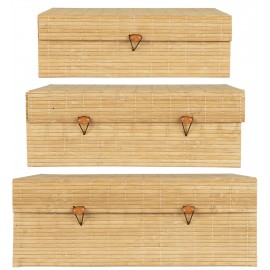 Boîtes de rangement en bois, carrées, h: 15x15 + 21,5x21,5 + 28x28 cm,  profondeur 12,5