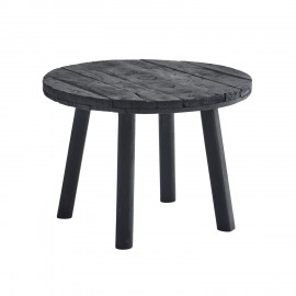table basse rustique ronde noire bois recycle madam stoltz