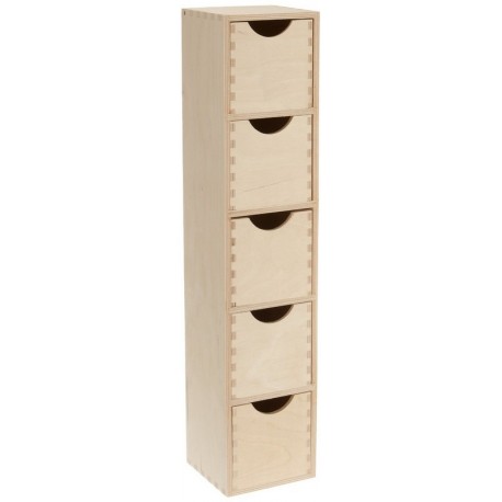 Mini colonne bloc rangement 5 tiroirs bois brut zeller 13190 - Kdesign